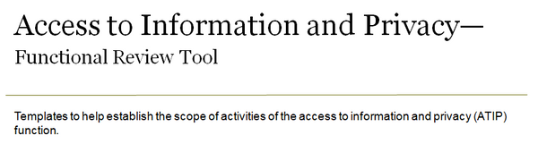 Cover page access to information and privacy functional review tool.