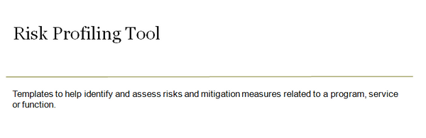 Risk profiling template cover page.