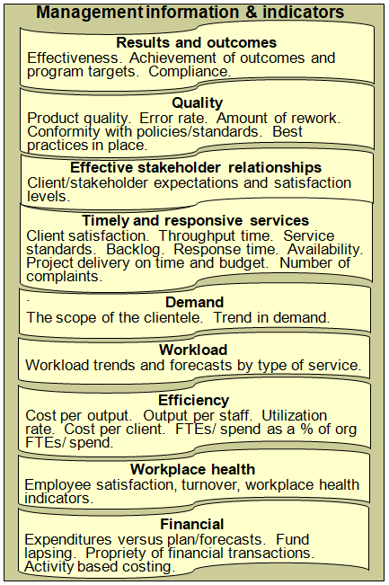 What management information do public sector managers need?  A checklist