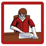 Image of functional review logo (person working at desk)..