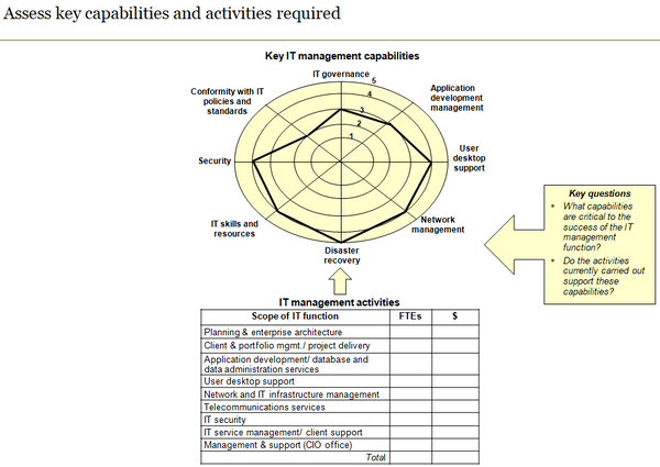 Template to identify key information technology management capabilities and activities required.