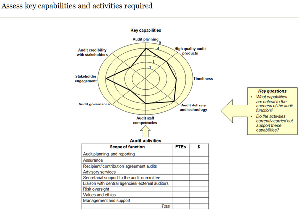 Template to confirm key audit capabilities required and activities needed to support these capabilities.