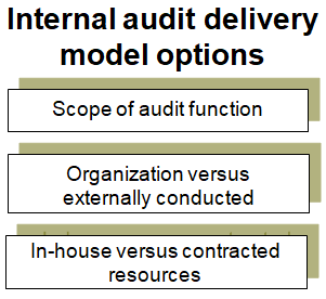 Summary of internal audit delivery model options.