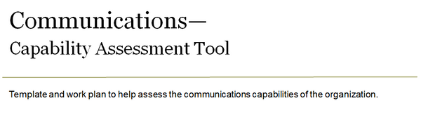 Communications capability assessment tool cover page.