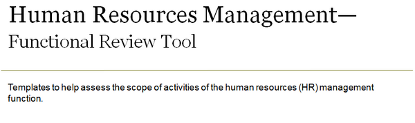 Cover page human resources management functional review tool.