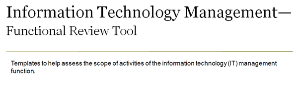 Cover page information technology management functional review tool.
