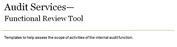 Cover page of the internal audit services functional review tool.