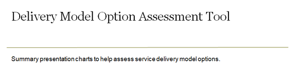 Cover page of delivery model option assessment tool