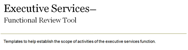 Cover page of the executive services functional review tool.