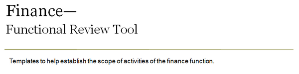 Cover page of finance functional review tool.