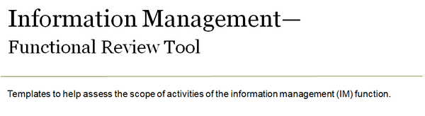 Cover page of the information management functional review tool.