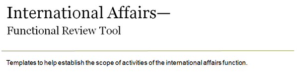 Cover page of the international affairs functional review tool.