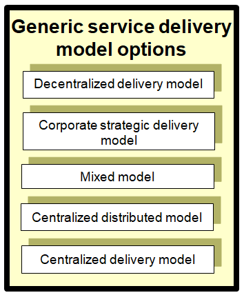 Examples of potential delivery model options in the public sector.
