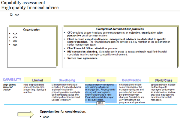 Finance capability assessment template.