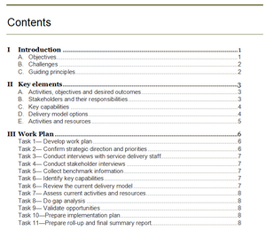 Table of contents of the Functional Review Guide.