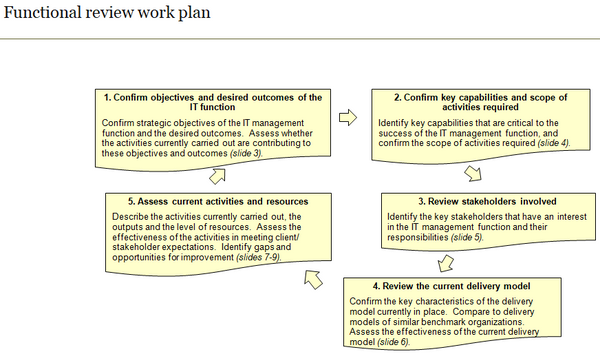 Summary chart of information technology management functional review tool.
