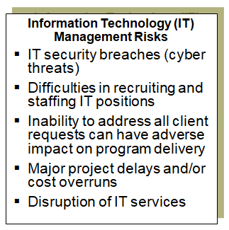Examples of information technology (IT) management risks.