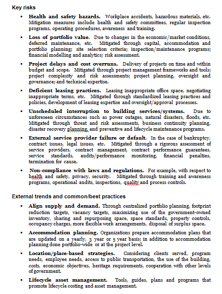 Accommodation management operational plan template: key risks and external trends.