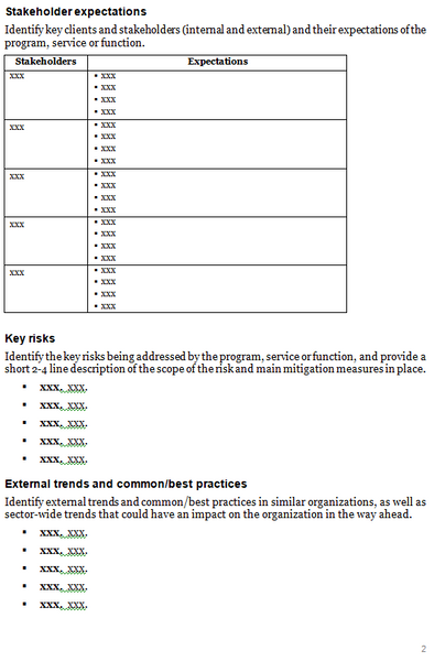 Operational plan template page 2.