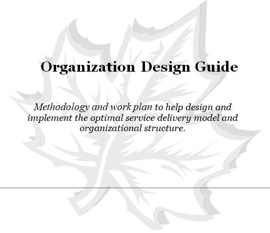Cover page of the organization design guide.
