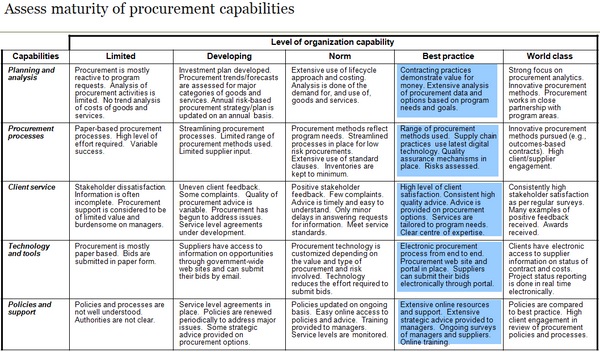 Procurement capability assessment maturity model (page 1).