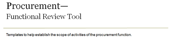 Procurement functional review tool cover page.